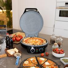 Fun Pizza&Co Elektrischer Grillbackofen für Pizza 1800 W, Grill, Timer 30min, Rockstone-Beschichtung, einstellbare Temperatur, 180º Öffnung mit zwei Platten