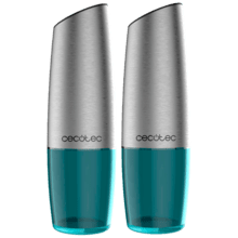 InstantMill Gravity Duo, Molinillo de Especias Eléctrico con Cuerpos de Acero Inoxidable con función gravity, Amoladora Cerámica, Molienda Ajustable, Ventanas de acrílico, Luz LED, 2 Uds