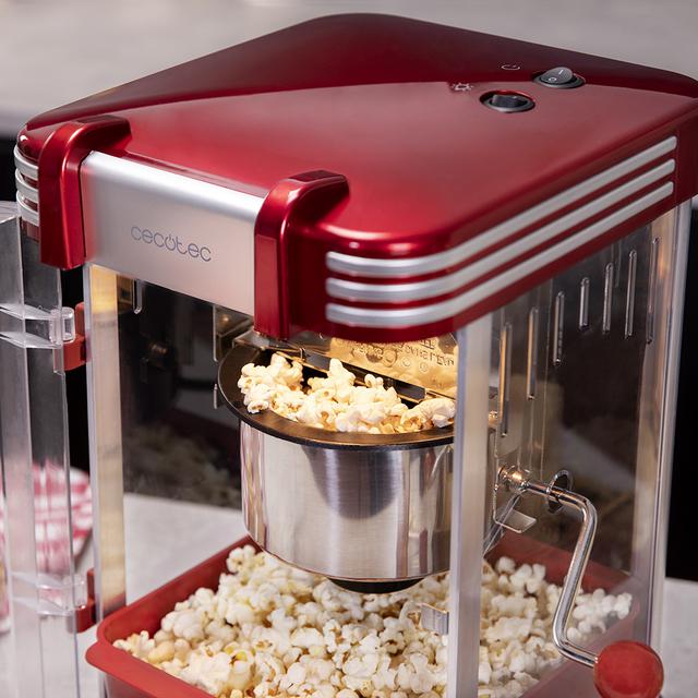 Fun&Taste P´Corn Classic. Máquina de fazer pipocas de 300 W, Design Retro, Pote de aço inoxidável de 500 ml, Bandeja amovível, 300 W de potência, Luz interior, Colher doseadora