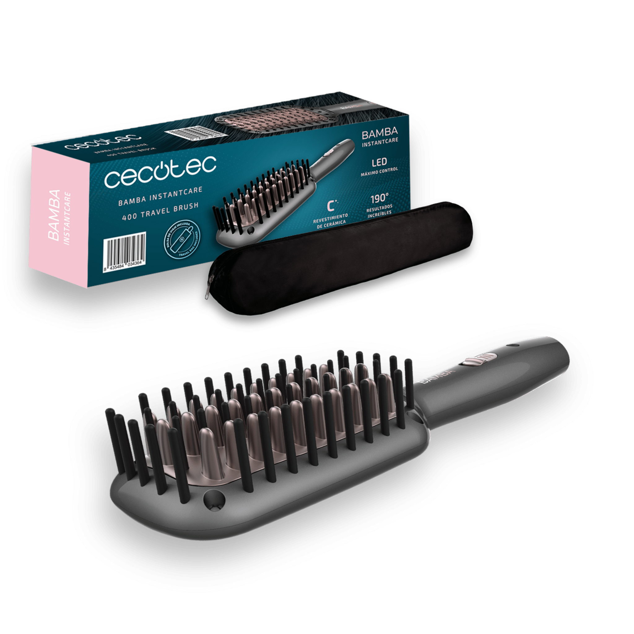 Cepillo alisador eléctrico Cecotec Bamba InstantCare 1100 Smooth Brush  gris/rosa - Embargosalobestia