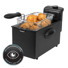 CleanFry 3000 Black.Freidora Eléctrica de 2180 W, 3 Litros, Acero inoxidable, Filtro OilClean que mantiene el aceite limpio, Tapa con ventana de visión, Filtro antiolores, Lacada en negro