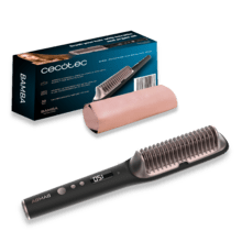 Bamba InstantCare 1400 Excellence Brush. Cepillo Alisador Eléctrico con Revestimiento de Cerámica Queratina, Aceite de Argán y Generador de Iones, Temperatura de 120º a 220º, Bolsa de viaje