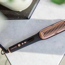 Bamba InstantCare 1400 Excellence Brush Elektrische Glättungshaarbürste. Keramik-Keratin-Beschichtung, Arganöl und Ionengenerator, Temperatur von 120 ° bis 220 °, Reisetasche