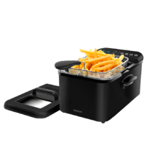 Friggitrice Cleanfry Luxury 3000 Black da 3,2 litri. 2400 W, Acciaio inox laccato nero, 5 programmi preimpostati, Filtro OilClean