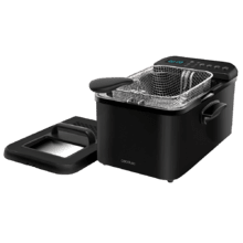 Cleanfry Luxury 4000 Black. Fritadeira a óleo de 4,2 litros com 3270 W, aço inoxidável lacado a preto, 5 programas predefinidos, filtro OilClean