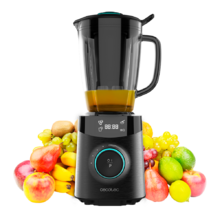 Mixeur-blender Power Black Titanium 1800 Advance. 1800 W, acier inoxydable, lame de 8 feuilles revêtues en titane noir et bol en verre fondu d’1,8 L de capacité.