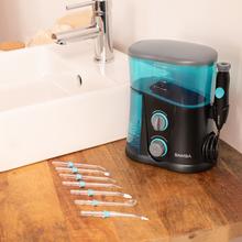 Munddusche Bamba ToothCare 1200 Jet Pro. 7 Düsen, bis zu 1250-1700 Impulse pro Minute, LED-Display, 1000 ml Fassungsvermögen, 10 Druckeinstellungen, IPX4, UV-Licht-Desinfektion