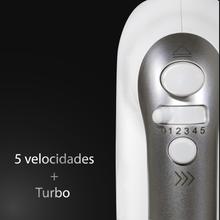 PowerTwist 500. Batedeira 500 W de potência, 5 níveis de velocidade, Função Turbo, Design Ergonómico, Acessórios: Vara batedeira, Ganchos misturadores e batedores de balão