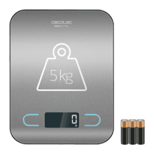 Digitale Küchenwaage Cook Control 8000, hochpräzise, Edelstahl, extra schlankes Design, extra großes hintergrundbeleuchtetes LCD-Display, maximale Kapazität 5 kg mit 1 g-Genauigkeit