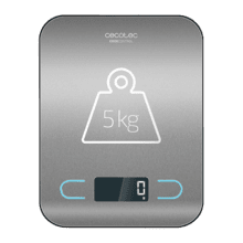 CookControl. Báscula de Cocina de Alta Precisión Digital con Acero Inoxidable, Diseño Extraplano, Pantalla LCD Extragrande, Capacidad Máxima 5 Kg con Precisión de 1g, 203 x 155 mm