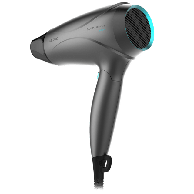 Sèche-cheveux compact Bamba IoniCare Power&Go de Cecotec avec 2400 W de puissance, fonction ionisante et grand débit d’air.