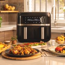 Friggitrice ad aria 9 L Cecofry Advance Double. 2850 W, compatta e digitale, 2 cestelli con doppia temperatura e tecnologia PerfectCook, timer