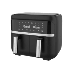 Cecofry Advance Double Fritadeira de ar quente sem óleo 9 l. 2850 W; Dietética; Compacta e Digital; 2 Cestos com Temperatura Dupla e Tecnologia PerfectCook; Temporizador