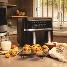 Cecofry Advance Doppel 9 L Heißluftfritteuse ohne Öl. 2850 W, diätetisch, kompakt und digital, 2 Körbe mit Dual-Temperatur und PerfectCook-Technologie, Timer