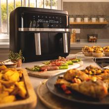 Cecofry Advance Doppel 9 L Heißluftfritteuse ohne Öl. 2850 W, diätetisch, kompakt und digital, 2 Körbe mit Dual-Temperatur und PerfectCook-Technologie, Timer