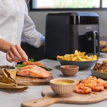 Friteuse diététique numérique et compacte pour cuisiner sans huile, avec 6 L de capacité et technologie PerfectCook.