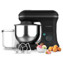 Cecomixer Merengue 5L 1200 Ice-Cream Black Mixer Misturador com 5 funções, design elegante e acessórios para misturar e amassar. Inclui função para fazer sorvete.