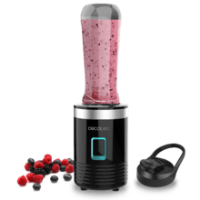 Power Titanium 350 Batidora De Smoothies Con Vaso Portátil, 4 Cuchillas Con Recubrimiento De Titanio Negro Y 350 W.