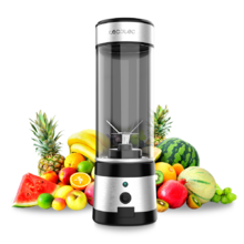 WanderlustMix USB Liquidificador de smoothies com copo portátil, 4 lâminas com revestimento de titânio preto e 126 W.