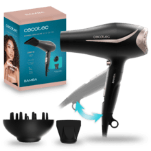 IoniCare &Go Glow Sèche-cheveux pliable avec puissance de 2200 W, jet d’air froid, embout et diffuseur.