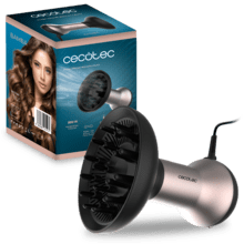Ionicare MagiCurls Black Secador de cabelo difusor com 3 temperaturas e 2 velocidades, 17 pinos, 800 W e tecnologia de iões