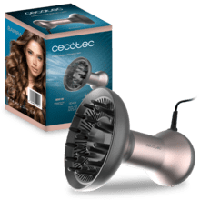 Ionicare MagiCurls Grey Secador difusor de pelo con 3 temperaturas y 2 velocidades, 17 púas, 800 W y tecnología de iones