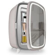 Bamba CoolingBeauty 6000 Mirror Rose Mini frigorífico para cosméticos de 6 l com espelho e luz LED.