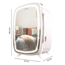 Bamba CoolingBeauty 6000 Mirror Rose Nevera de cosméticos de 6 litros, con espejo y luz led