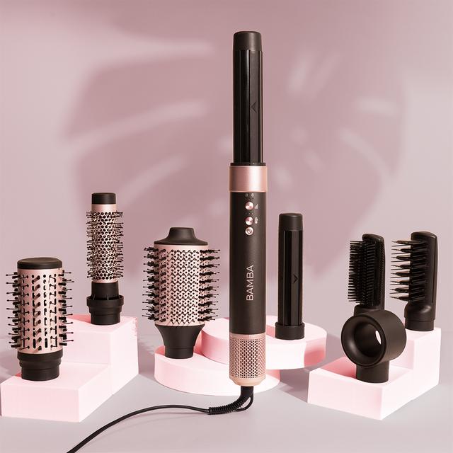 Bamba CeramicCare AirGlam Cepillo de aire moldeador de pelo, secador, alisador y rizador multifunción 8 en 1 con tecnología Coanda que moldea, riza, peina, seca y elimina el efecto frizz. Con 3 velocidades, 3 temperaturas, y control inteligente del calor. Motor digital 1400 W de potencia y 110000 rpm.