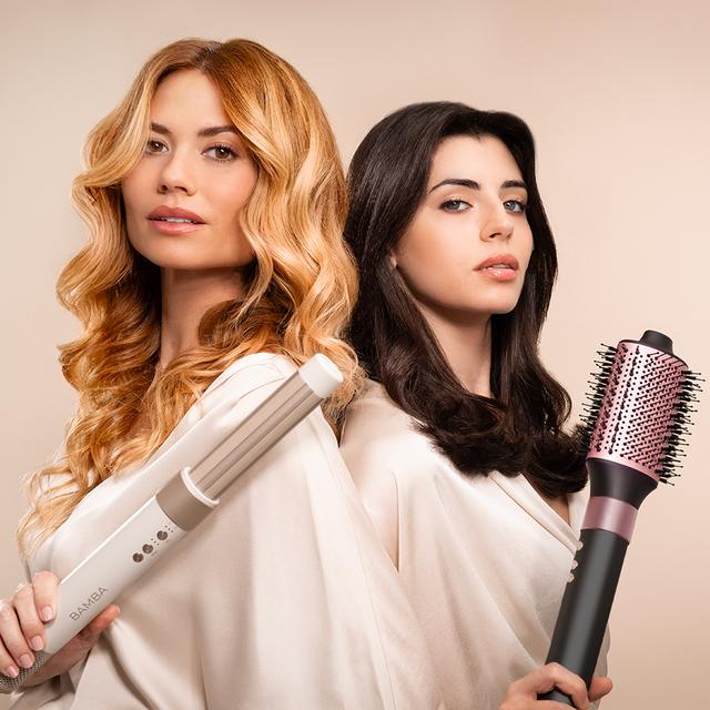 Bamba CeramicCare AirGlam Cepillo de aire moldeador de pelo, secador, alisador y rizador multifunción 8 en 1 con tecnología Coanda que moldea, riza, peina, seca y elimina el efecto frizz. Con 3 velocidades, 3 temperaturas, y control inteligente del calor. Motor digital 1400 W de potencia y 110000 rpm.