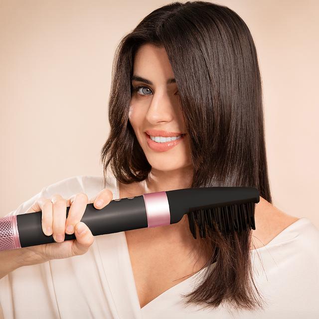 Bamba CeramicCare AirGlam Cepillo de aire moldeador de pelo, secador, alisador y rizador multifunción 8 en 1 con tecnología Coanda que moldea, riza, peina, seca y elimina el efecto frizz. Con 3 velocidades, 3 temperaturas, y control inteligente del calor. Motor digital 1400 W de potencia y 110000 rpm.