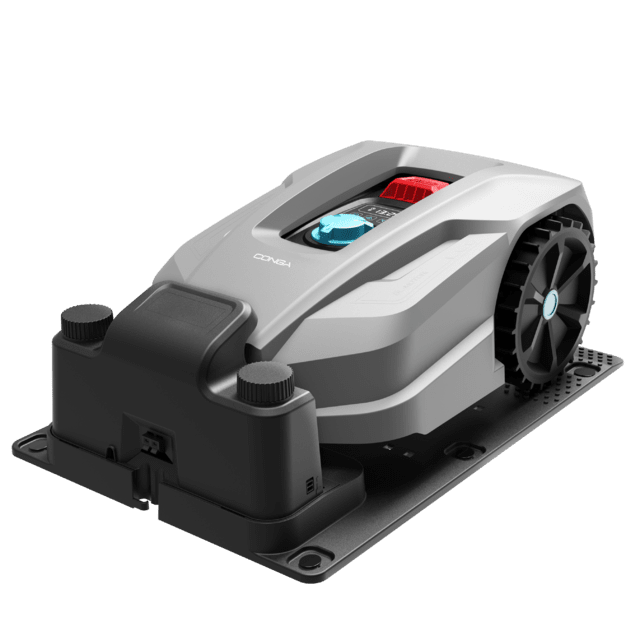 Robô corta-relva Conga GrassHopper 800 Connected. Motor Digital Brushless. Para superfícies até 800 m2. Inclinação máxima de 35 %. Regulador de lâminas de corte. Sensor de chuva. APP Control.