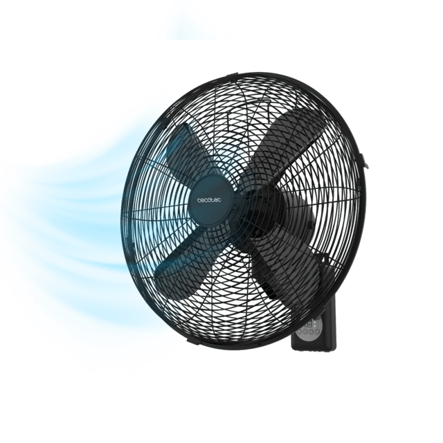 EnergySilence 4500 Power Wall Control Black Ventilateur mural de 16" et 50 W avec minuterie, contrôle à distance et écran.