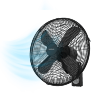 EnergySilence 4500 Power Wall Control Black Ventilateur mural de 16" et 50 W avec minuterie, contrôle à distance et écran.