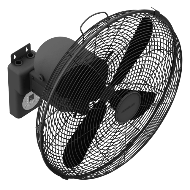 EnergySilence 4500 Power Wall Control Black Ventilateur mural de 16" et 50 W avec minuterie, contrôle à distance et écran.