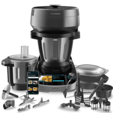 Mambo CooKing Total Gourmet Robot de cocina multifunción con dispensador de alimentos. 2200 W, 45 Funciones, Miles de Recetas Guiadas, Jarra Unique de 4,5L y Jarra Victory de 4,5L, Accesorios