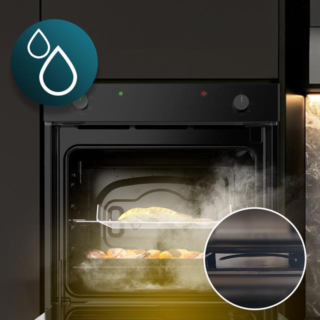 Bolero Hexa C126001 Glass Black A Horno Integrable Convencional C126001 Glass Black de 77L de capacidad, 5 funciones, Convencional, Steam Assist, Steam EasyClean, Clase A, 2800W.