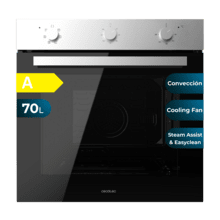 Bolero Hexa M236000 Inox Time A Horno Integrable Multifunción de 70L de capacidad, 6 funciones, Timer,  Clase A, 2800W, Steam Base XXL, Steam Assist, Steam EasyClean, Cooling Fan,  Modo Defrost, Modo Eco, Modo Convección, Puerta Triple Glass.