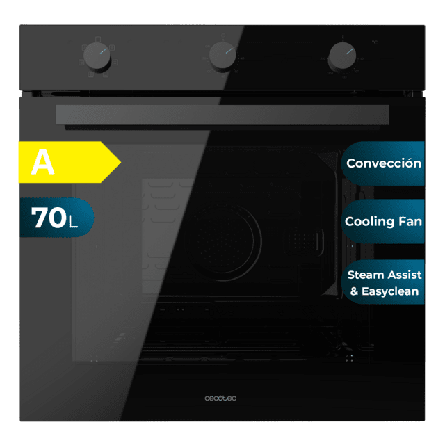 Bolero Hexa M236000 Glass Black Time A Horno Integrable Multifunción M236000 Glass Black Time de 70L de capacidad, 6 funciones, Timer,  Clase A, 2800W, Steam Base XXL, Steam Assist, Steam EasyClean, Cooling Fan, Modo Defrost, Modo Eco, Modo Convección, Puerta Triple Glass.