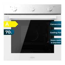 Bolero Hexa M236000 Glass White Time A Horno Integrable Multifunción M236000 Glass White Time de 70L de capacidad, 6 funciones, Timer,  Clase A, 2800W, Steam Base XXL, Steam Assist, Steam EasyClean, Cooling Fan, Modo Defrost, Modo Eco, Modo Convección, Puerta Triple Glass.