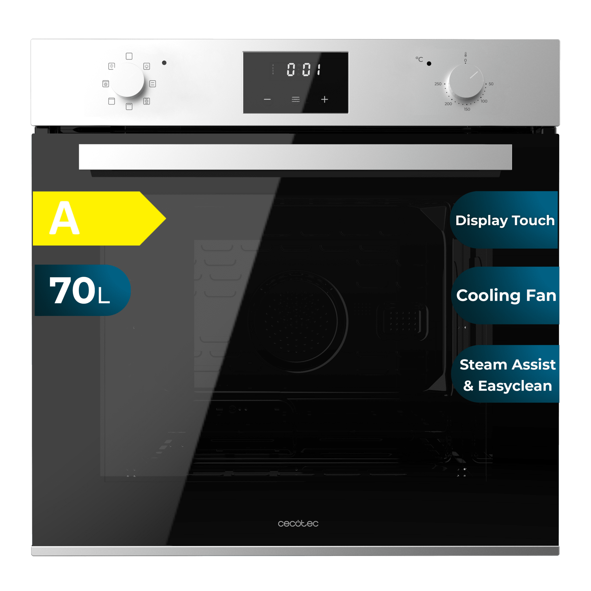 Bolero Hexa M226001 Line A Four intégrable multifonctions M226001 Line avec une capacité de 70 L, 7 fonctions, écran, classe A, 2800 W, Steam Base XXL, Steam Assist, Steam EasyClean, Cooling Fan, mode Eco, mode Convection, mode Gril, porte Triple Glass et éclairage intérieur.