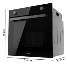 Bolero Hexa M226001 Glass Black A Horno Integrable Multifunción M226001 Glass Black de 70L de capacidad, 7 funciones, Display, Clase A, 2800W, Steam Base XXL, Steam Assist, Steam EasyClean, Cooling Fan, Modo Eco, Modo Convección, Modo Grill, Puerta Triple Glass, Luz Interior.