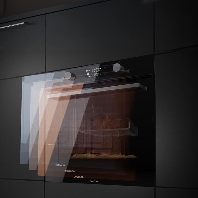 Bolero Hexa P526000 Glass Black A Horno Integrable Pirolítico P526000 Glass Black de 73L de capacidad, 9 funciones, Display, Clase A, 2800W, Pirólisis, Cooling Fan, Modo Defrost, Modo Convección, Modo Eco.