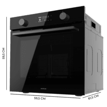 Bolero Hexa P526000 Glass Black A Horno Integrable Pirolítico P526000 Glass Black de 73L de capacidad, 9 funciones, Display, Clase A, 2800W, Pirólisis, Cooling Fan, Modo Defrost, Modo Convección, Modo Eco.