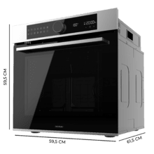 Bolero Hexa P516000 Line A Horno Integrable Pirolítico P516000 Line de 73L de capacidad, 14 funciones, Dual Display, Clase A, 3250W, Pirólisis, Pizza Master, Airfryer Master,Cooling Fan, Precalentamiento rápido, Modo Defrost, Modo Convección, Modo Eco, Guías telescópicas.