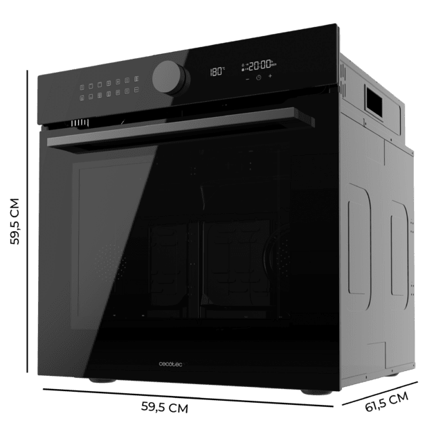 Bolero Hexa P516000 Glass Black A Horno Integrable Pirolítico P516000 Glass Black de 73L de capacidad, 14 funciones, Dual Display, Clase A, 3250W, Pirólisis, Pizza Master, Airfryer Master, Cooling Fan, Precalentamiento rápido, Modo Defrost, Modo Convección, Modo Eco, Guías telescópicas.