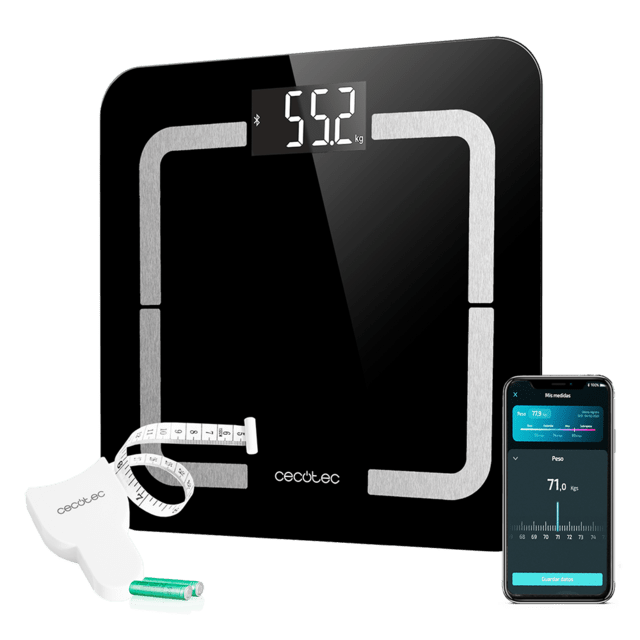 Surface Precision Smart Healthy. Báscula de Baño Digital inteligente con Alta precisión, Cristal templado color negro de alta seguridad, Pantalla LCD invertida, 180K