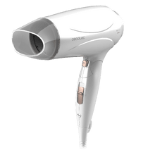 IoniCare TravelWhite Reisehaartrockner mit 2400 W Leistung, Ionisierungsfunktion und hoher Durchflussrate.