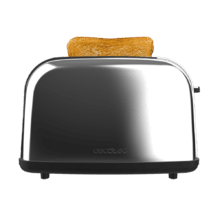 Toastin' time 850 Inox Grille-pain vertical en acier avec deux fentes courtes, 850 W de puissance et support pour petits pains.