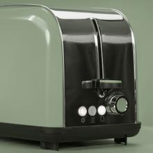 Tostapane Toastin' time 850 Green Tostapane in acciaio con doppia fessura corta, potenza di 850 W e griglia scaldabrioche.